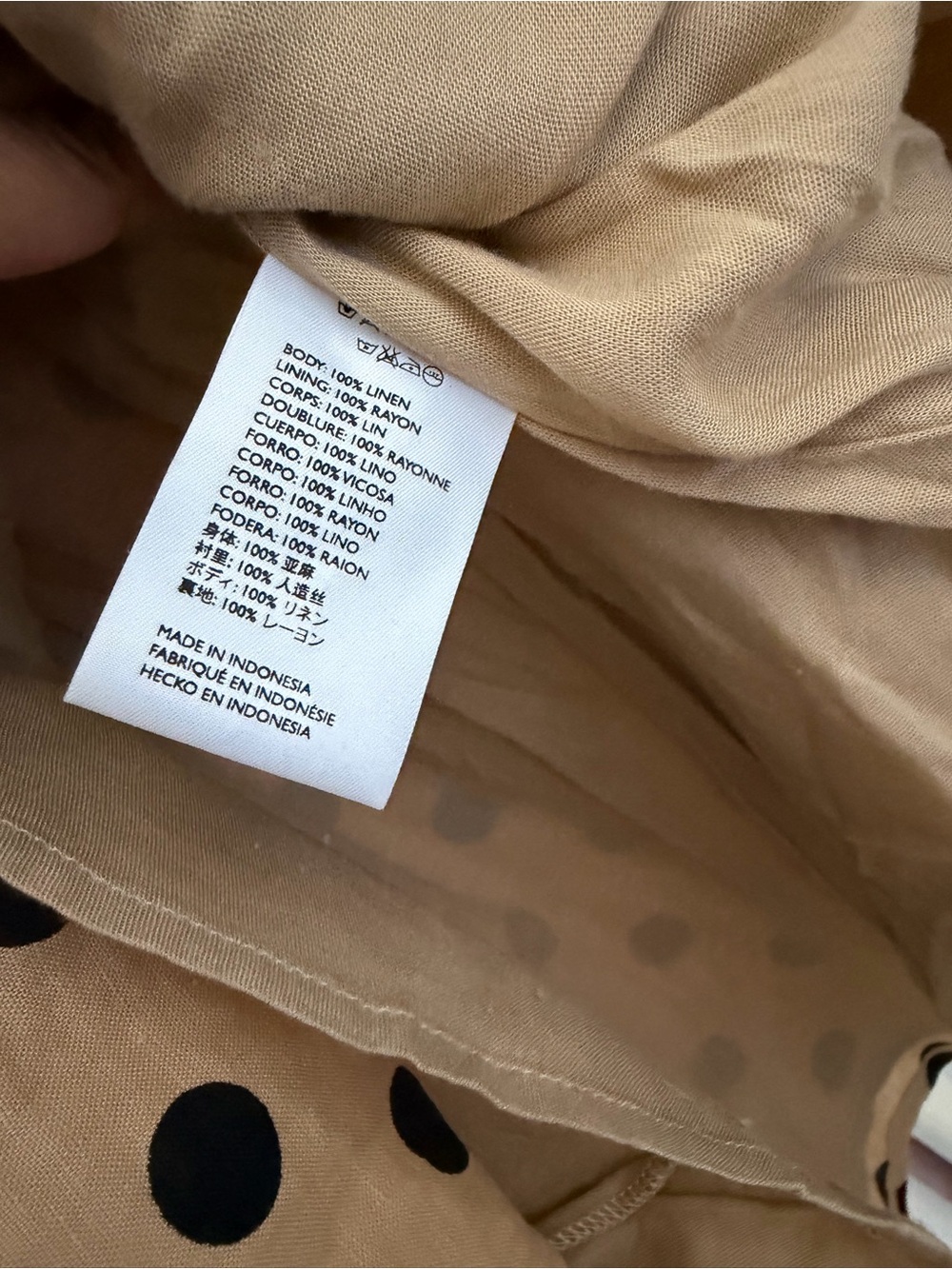 Faithfull the Brand Beige Smocked Top with Black Polka Accents - Picture 5 of 5